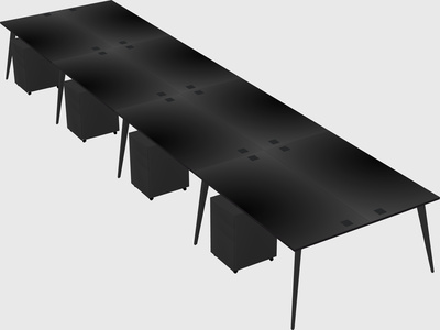 Shared rectangular office desk system