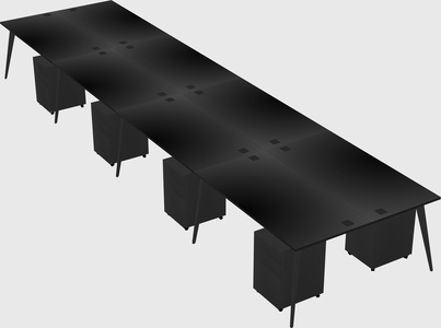 Shared rectangular office desk system