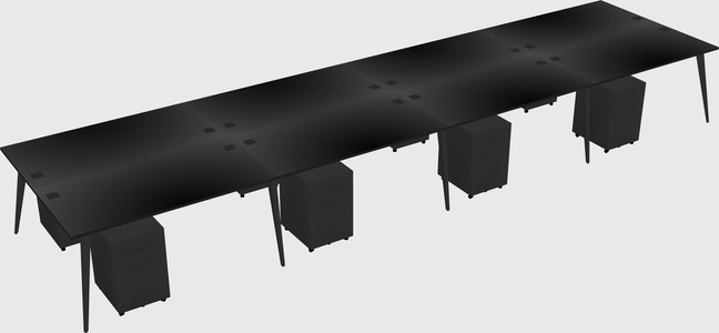 Shared rectangular office desk system