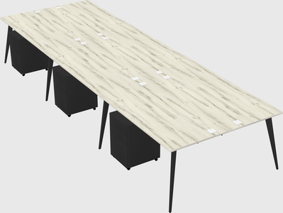 Shared rectangular office desk system