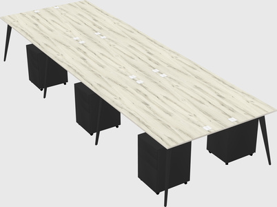 Shared rectangular office desk system