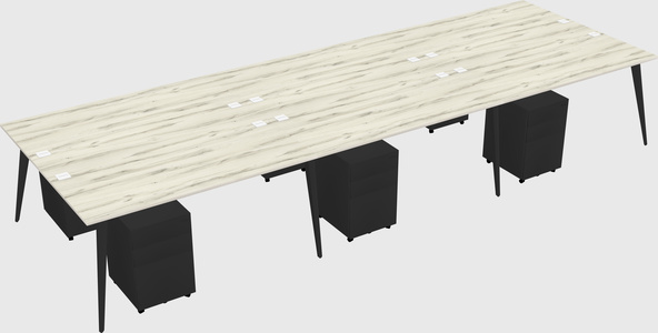 Shared rectangular office desk system
