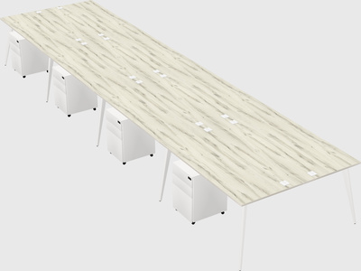 Shared rectangular office desk system