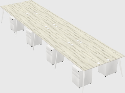 Shared rectangular office desk system