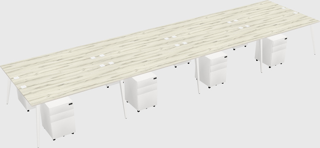 Shared rectangular office desk system