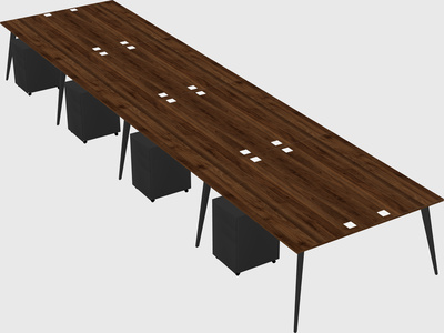Shared rectangular office desk system