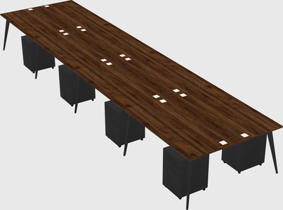 Shared rectangular office desk system