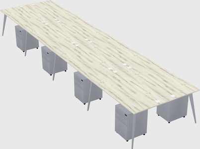 Shared rectangular office desk system