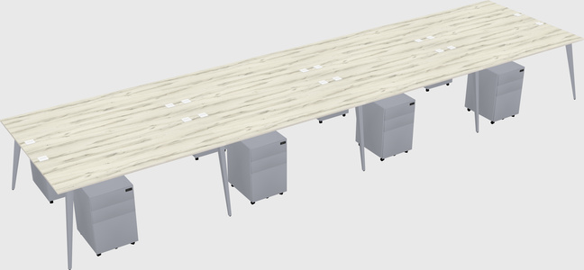 Shared rectangular office desk system