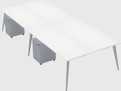 Shared rectangular office desk system