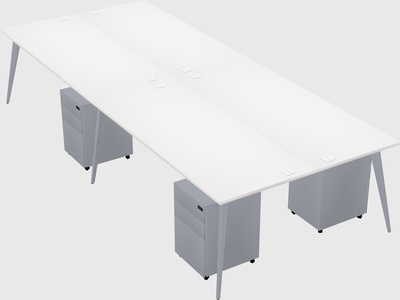 Shared rectangular office desk system