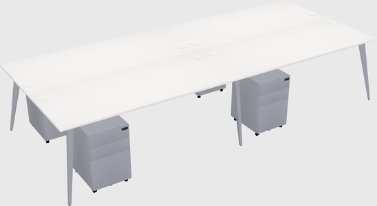 Shared rectangular office desk system
