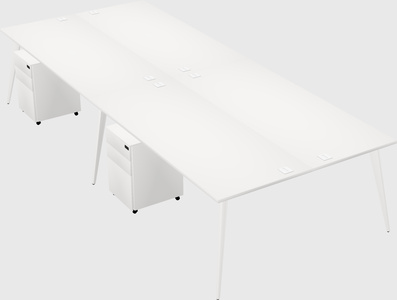 Shared rectangular office desk system