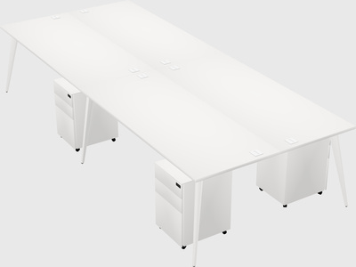 Shared rectangular office desk system