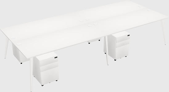 Shared rectangular office desk system