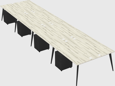 Shared rectangular office desk system