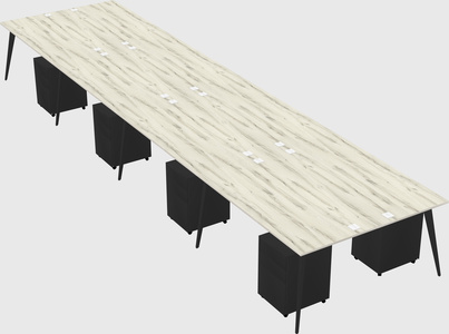 Shared rectangular office desk system