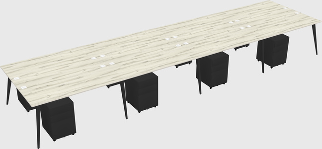 Shared rectangular office desk system