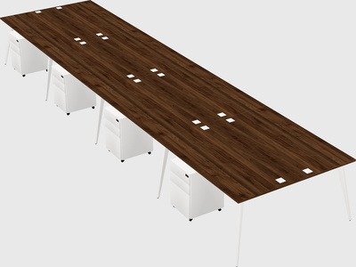 Shared rectangular office desk system