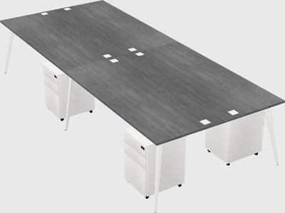 Shared rectangular office desk system