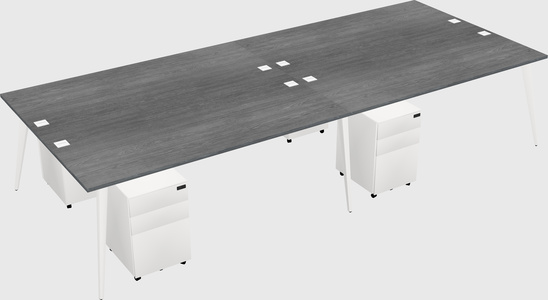 Shared rectangular office desk system