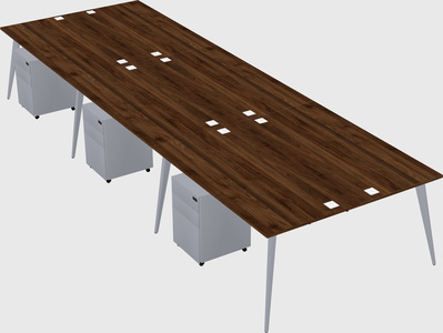 Shared rectangular office desk system