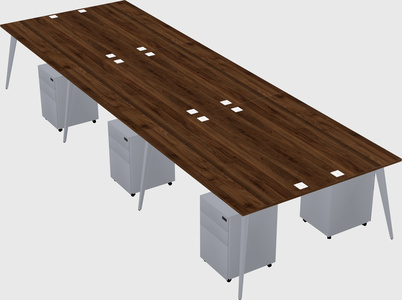 Shared rectangular office desk system