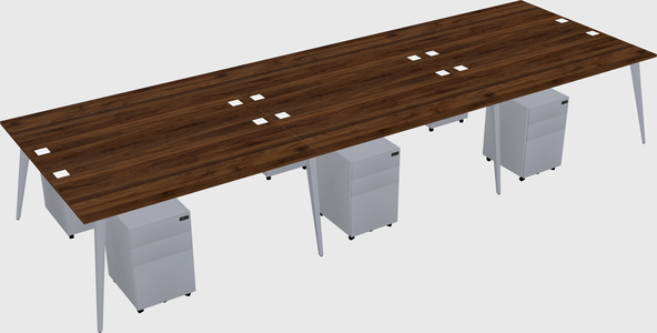 Shared rectangular office desk system