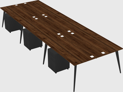 Shared rectangular office desk system