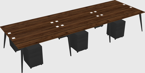 Shared rectangular office desk system