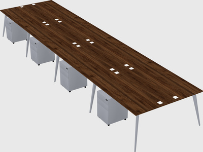 Shared rectangular office desk system