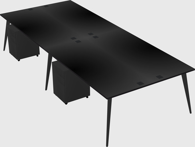 Shared rectangular office desk system