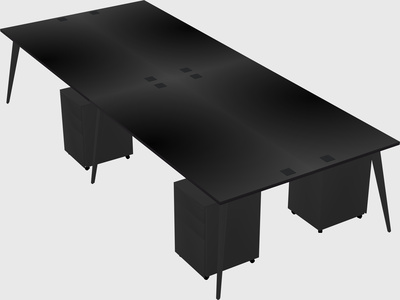 Shared rectangular office desk system