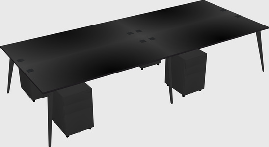 Shared rectangular office desk system
