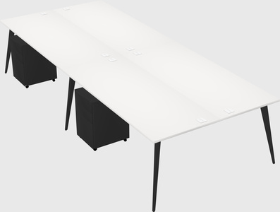 Shared rectangular office desk system