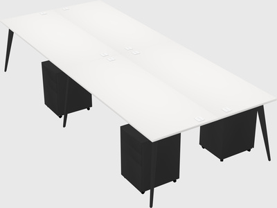 Shared rectangular office desk system