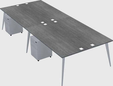 Shared rectangular office desk system