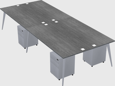 Shared rectangular office desk system