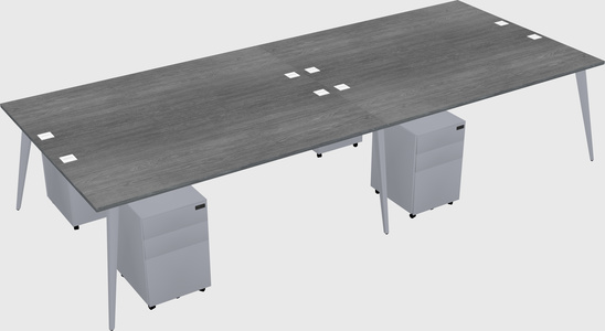 Shared rectangular office desk system