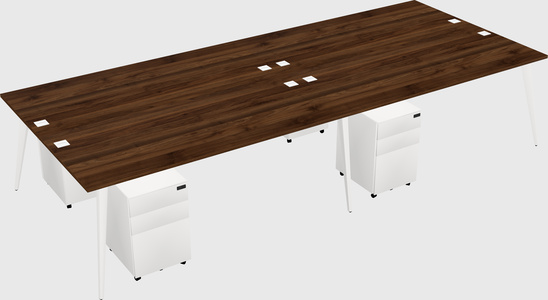 Shared rectangular office desk system