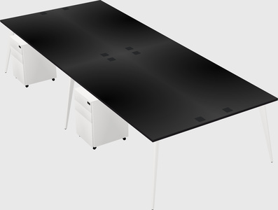 Shared rectangular office desk system