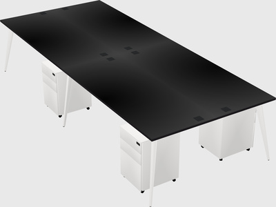 Shared rectangular office desk system