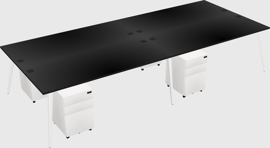 Shared rectangular office desk system
