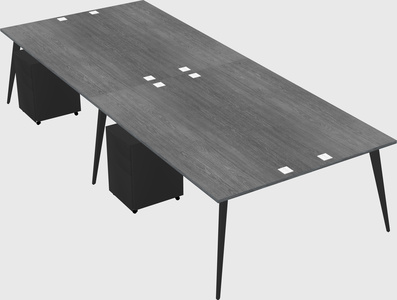 Shared rectangular office desk system