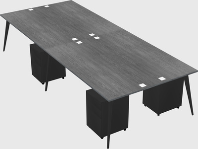 Shared rectangular office desk system