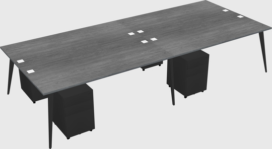 Shared rectangular office desk system
