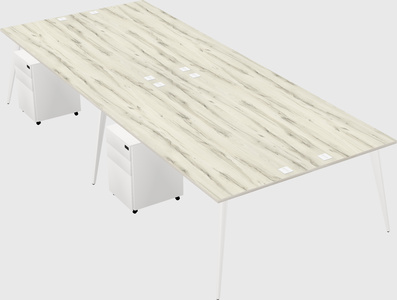 Shared rectangular office desk system