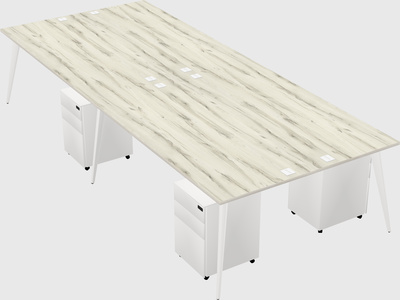 Shared rectangular office desk system