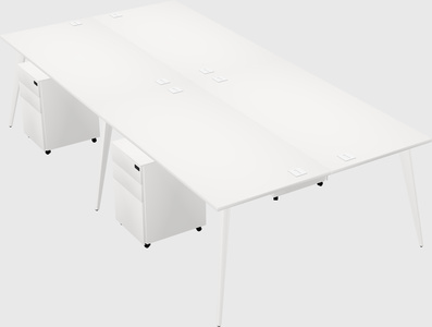 Shared rectangular office desk system