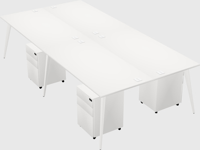 Shared rectangular office desk system